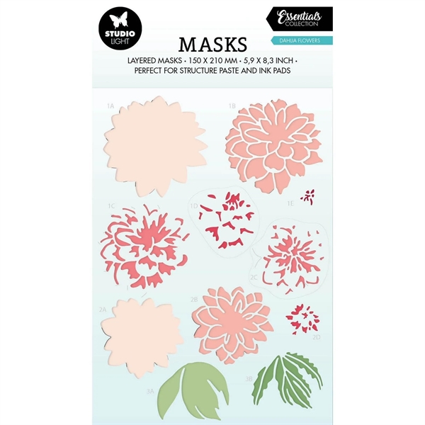 Studio Light Layered Mask / Stencil - Dahlia Flowers (A5)