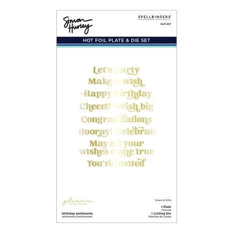 Simom Hurley & Spellbinders Hot Foil Plate - Birthday Sentiments