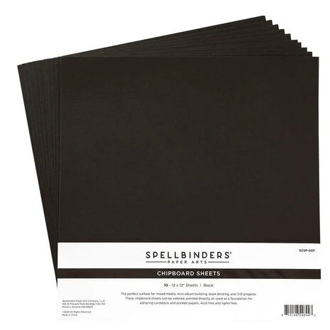 Spellbinders Chipboard Sheets 12x12" - Black