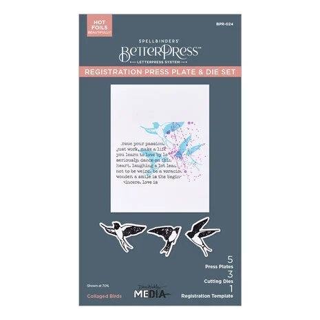 Spellbinders BetterPress Plate & Die Set - Dina Wakley / Collaged Birds