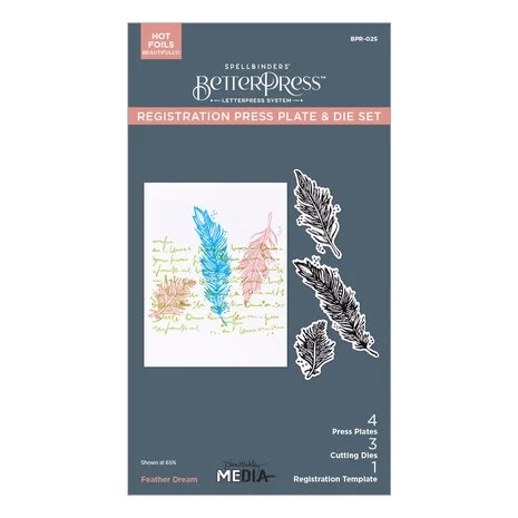 Spellbinders BetterPress Plate & Die Set - Dina Wakley / Feather Dream