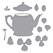 Spellbinders Dies - Susan`s Holiday Flora Collection / Hybrid Tea Rose and Tea Pot