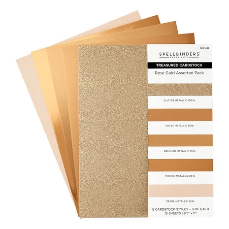 Spellbinders Treasured Cardstock (8.5x11") - Rose Gold Assortment (15 ark)