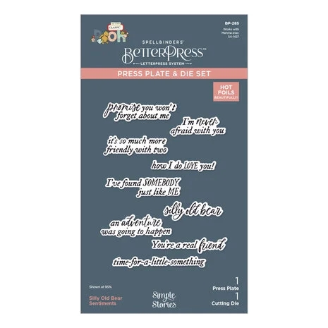 Spellbinders BetterPress Plate & Die Set - Classic Pooh / Silly Old Bear Sentiments