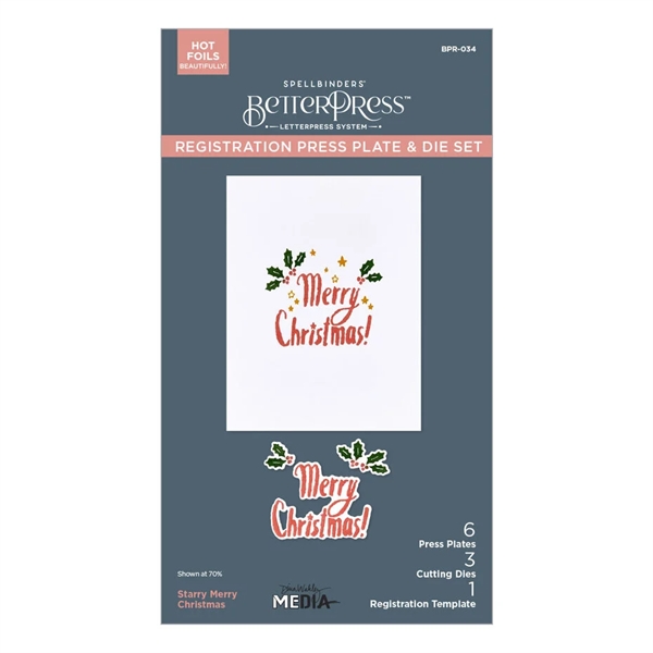 Spellbinders BetterPress Plate & Die Set - Dina Wakley / Starry Merry Christmas