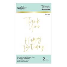 Spellbinders Hot Foil Plate - Stylish Script Happy Birthday and Thank You