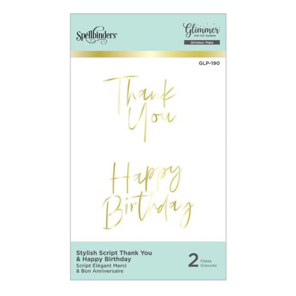 Spellbinders Hot Foil Plate - Stylish Script Happy Birthday and Thank You