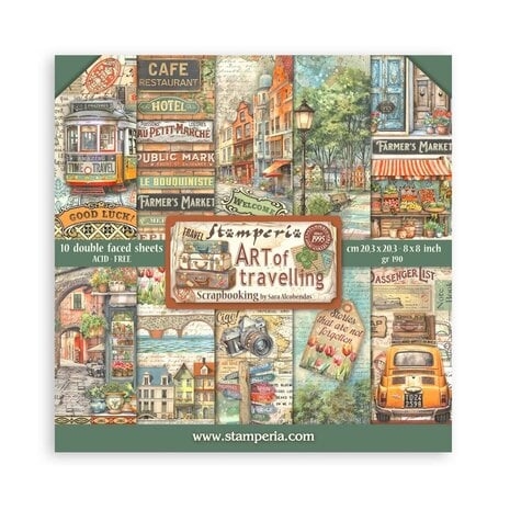 Stamperia Paper Pack 8x8" - Art of Travelling (lille)