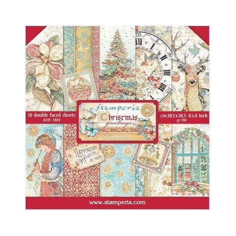 Stamperia Paper Pack 8x8" - Christmas Greetings (lille)
