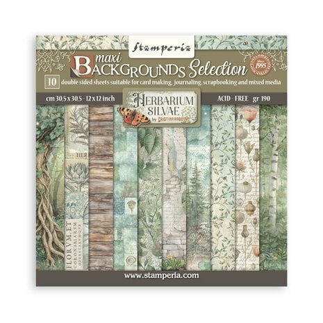 Stamperia Paper Pack 12x12" - MAXI Backgrounds / Herbarium Silvae