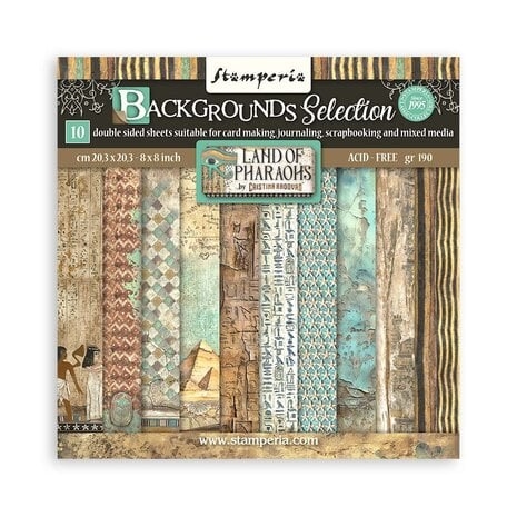 Stamperia Paper Pack 8x8" - Backgrounds / Land of Pharaohs (lille)