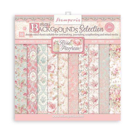 Stamperia Paper Pack 12x12" - MAXI Backgrounds / Rose Parfum