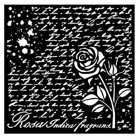 Stamperia Thick Stencil 18x18 cm - Rose Parfum / Manuscript with Rose