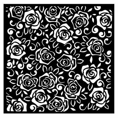 Stamperia Thick Stencil 18x18 cm - Rose Parfum / Roses Pattern