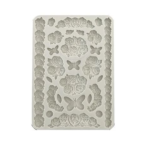 Stamperia Silicone Mould - Shabby Rose / Roses and Butterfly