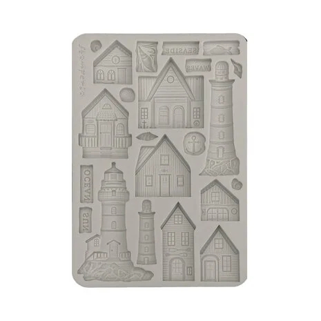 Stamperia Silicone Mould - Silent Sea / Houses and Lighthouse