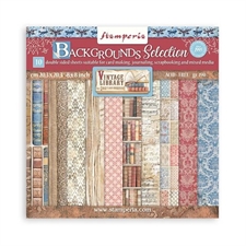 Stamperia Paper Pack 8x8" - Backgrounds / Vintage Library (lille)