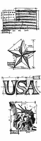 Tim Holtz Cling Rubber Stamp MINI Set - Blueprints / Americana MINI