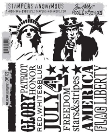 Tim Holtz Cling Rubber Stamp Set - Americana Silhouettes