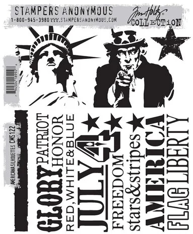 Tim Holtz Cling Rubber Stamp Set - Americana Silhouettes