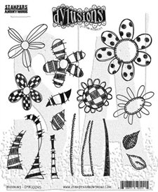 Cling Rubber Stamp Set - Dylusions / Blooming