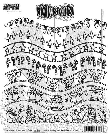 Cling Rubber Stamp Set - Dylusions / Christmas Borders