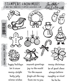 Tim Holtz Cling Rubber Stamp Set - Christmas Doodles