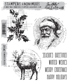 Tim Holtz Cling Rubber Stamp Set - Festive Schematic