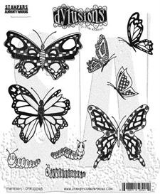 Cling Rubber Stamp Set - Dylusions / Flutterby