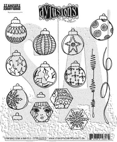 Cling Rubber Stamp Set - Dylusions / Hanging Your Baubles