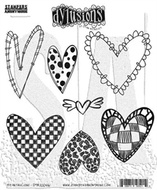 Cling Rubber Stamp Set - Dylusions / Heartalicious
