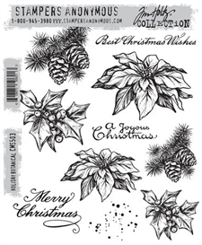 Tim Holtz Cling Rubber Stamp Set - Holiday Botanical