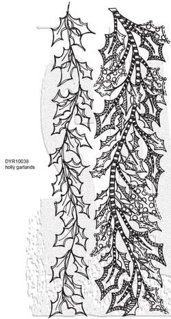 Cling Rubber Stamp Set - Dylusions / Holly Garlands (4x12")