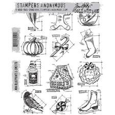 Tim Holtz Cling Rubber Stamp Set - Mini Blueprints 5