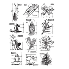 Tim Holtz Cling Rubber Stamp Set - Mini Blueprints #7