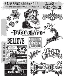 Tim Holtz Cling Rubber Stamp Set - Mini Holiday