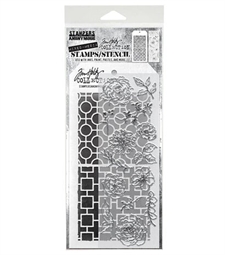 Tim Holtz Mixed Media Set (Clear Stamp & Stencil) - #61 (small flowers)