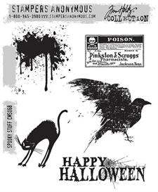 Tim Holtz Cling Rubber Stamp Set - Spooky Stuff