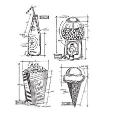 Tim Holtz Cling Rubber Stamp Set - Treats Blueprint