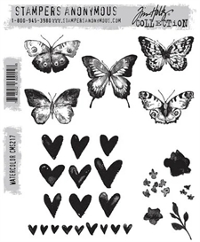 Tim Holtz Cling Rubber Stamp Set - Watercolor
