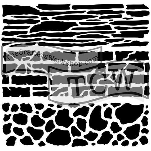 Crafter\'s Workshop Template 6x6" - Rock Wall