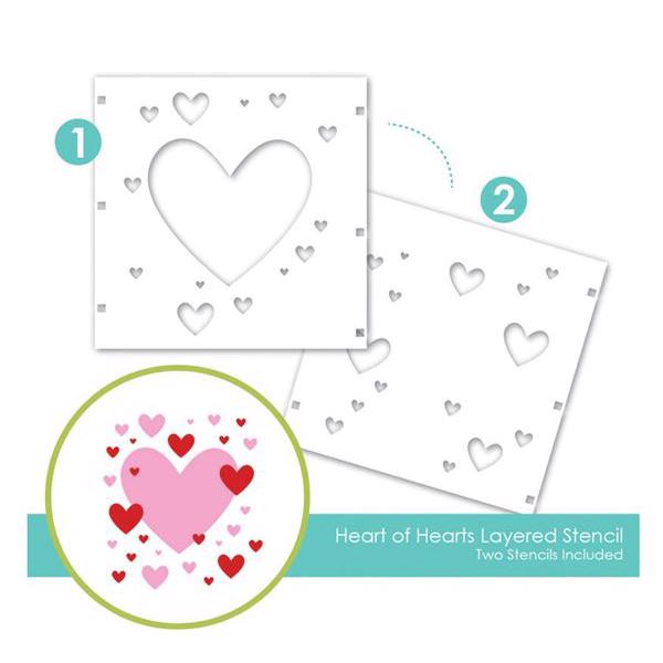 Taylored Expressions Layering Stencil Set 6x6" - Heart of Hearts
