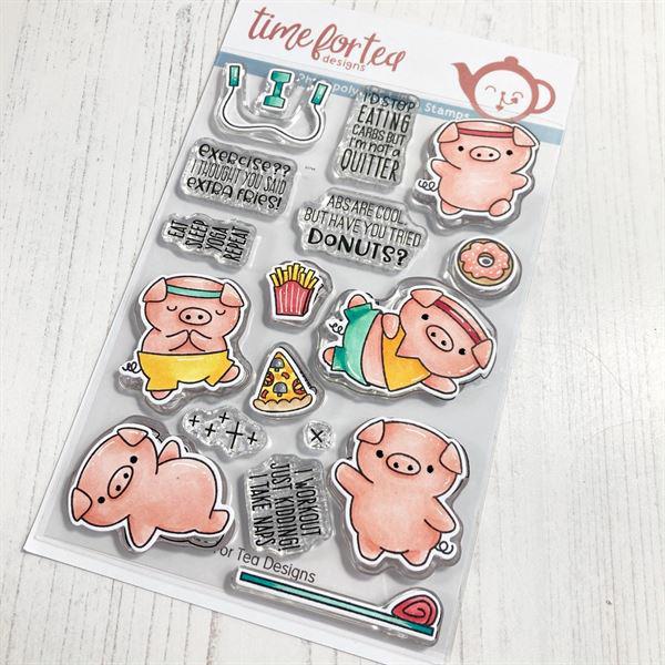 Time 4 Tea Clear Stamps - Workout Pigs