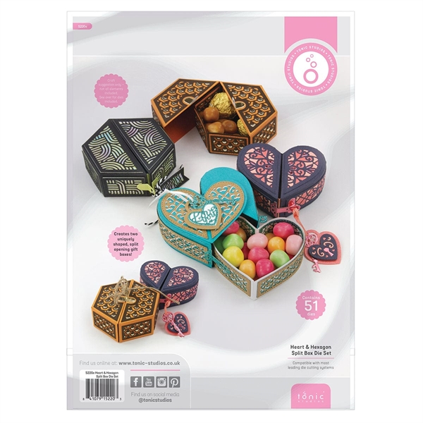 Tonic Die Set - Heart & Hexagon Split Box