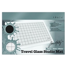 Tim Holtz Travel Glass Studio Mat - White (rejseudgave)